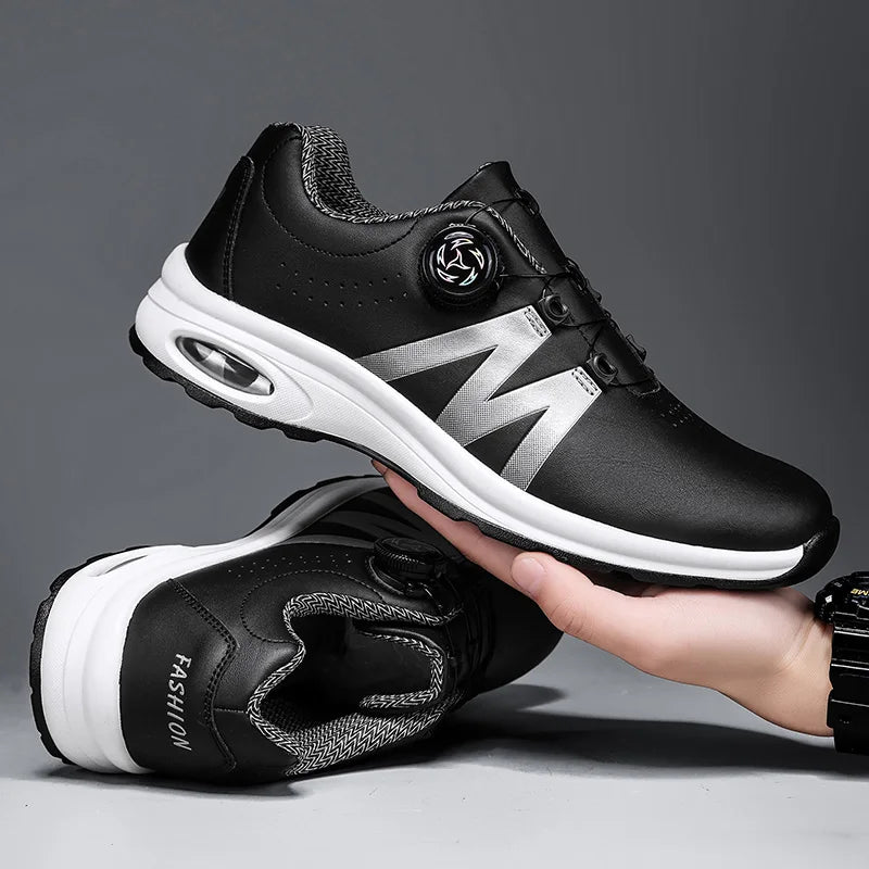 Golf Shoes Air Cushion Men Sports Running Driving Shoes Breathable Lightweight Comfortable Athletic Nonskid Rotating Sneakers