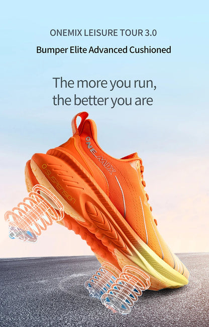 ONEMIX New Cushioning Running Shoes For Men Suitable for Heavy Runners Lace-Up Sports Women Non-slip Outdoor Athletic Male Sneakers