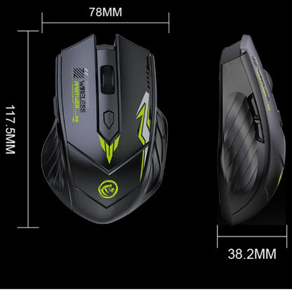 Ratón gaming inalámbrico 2.4G USB silencioso de doble modo Bluetooth recargable 1600DPI para ordenador, PC y portátil