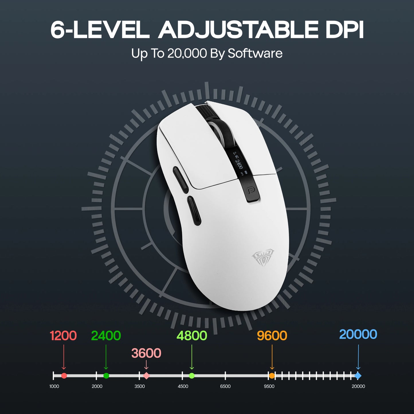 Ratón gaming AULA SC590 PRO con cable/Bluetooth/inalámbrico 2.4GHz, 20000 DPI y sensor PAW3311 con tasa de sondeo de 1000 para Win/Mac/gaming