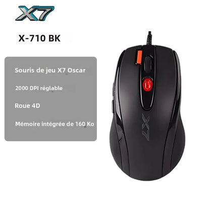 Mouse gaming A4TECH X7 X-710BK Oscar, 2000DPI, 1000HZ, rotella 4D, memoria integrata 160K, Oscar Mouse Editor, senza driver