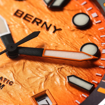 BERNY Automatic Diver Watch for Men Top Luxury Sapphire 316L Steel Blue Dial 200M Waterproof Mechanical Diving Men's Watches