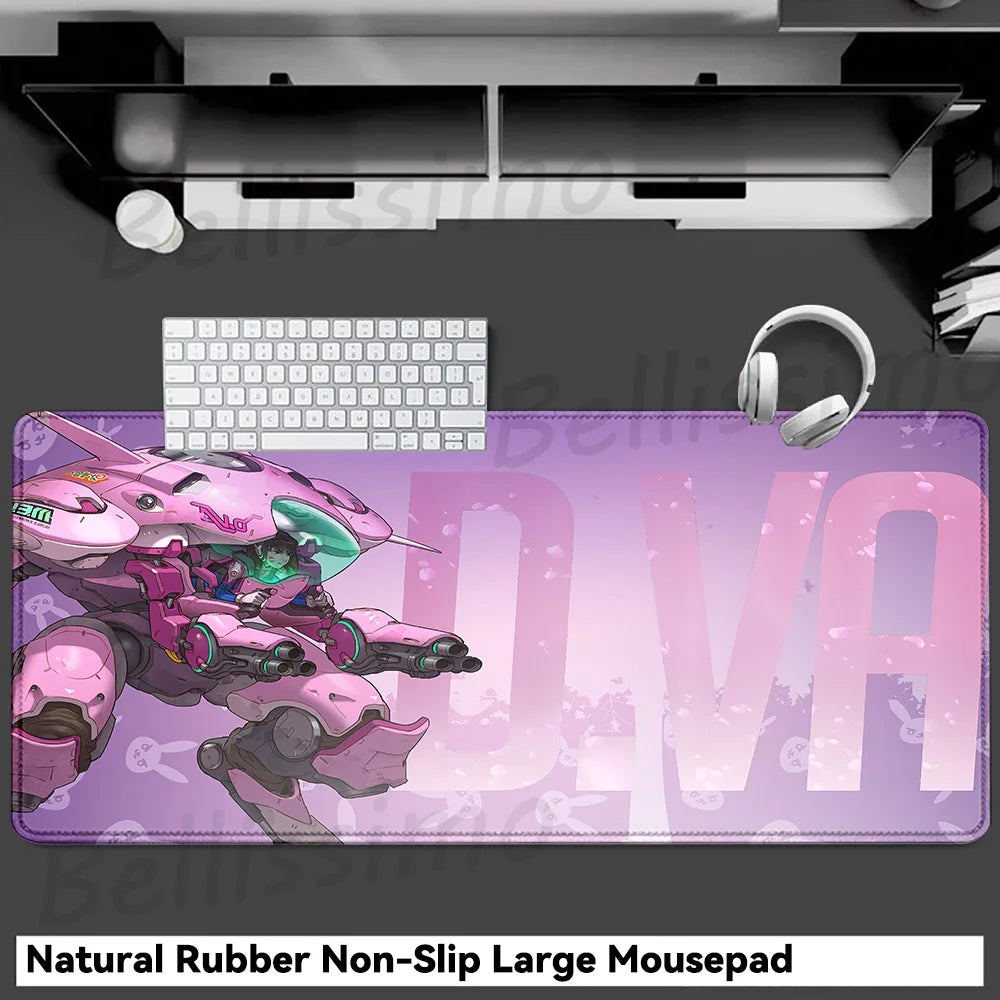 Accesorios Gaming O-Overwatch D-D.va Alfombrilla de Ratón Grande, Alfombrilla para Teclado y Ratón PC, Deskmat XXL Extendida, Alfombrilla Gamer