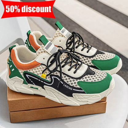 Scarpe sportive da uomo estive in mesh, casual e alla moda, con lacci, per camminare, 2026 nuove sneakers giovani per uso quotidiano e pendolarismo, comode e versatili
