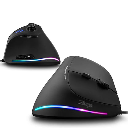 ZELOTES C-18 Vertical Mouse 11 Key Optical Mouse RGB Joysticks Programmable Laser Gaming Mice For PC Computer Gamer
