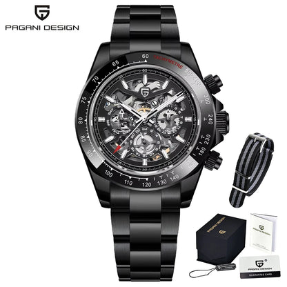 Reloj mecánico automático PAGANI DESIGN para hombre, de acero inoxidable, resistente al agua 10Bar, deportivo, de lujo casual para hombre
