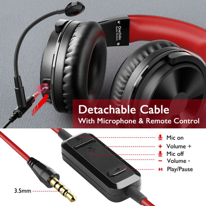 Auriculares gaming inalámbricos OneOdio Pro-M Bluetooth 5.2 HiFi estéreo con micrófono, 110H de autonomía, graves profundos y diseño plegable circumaural