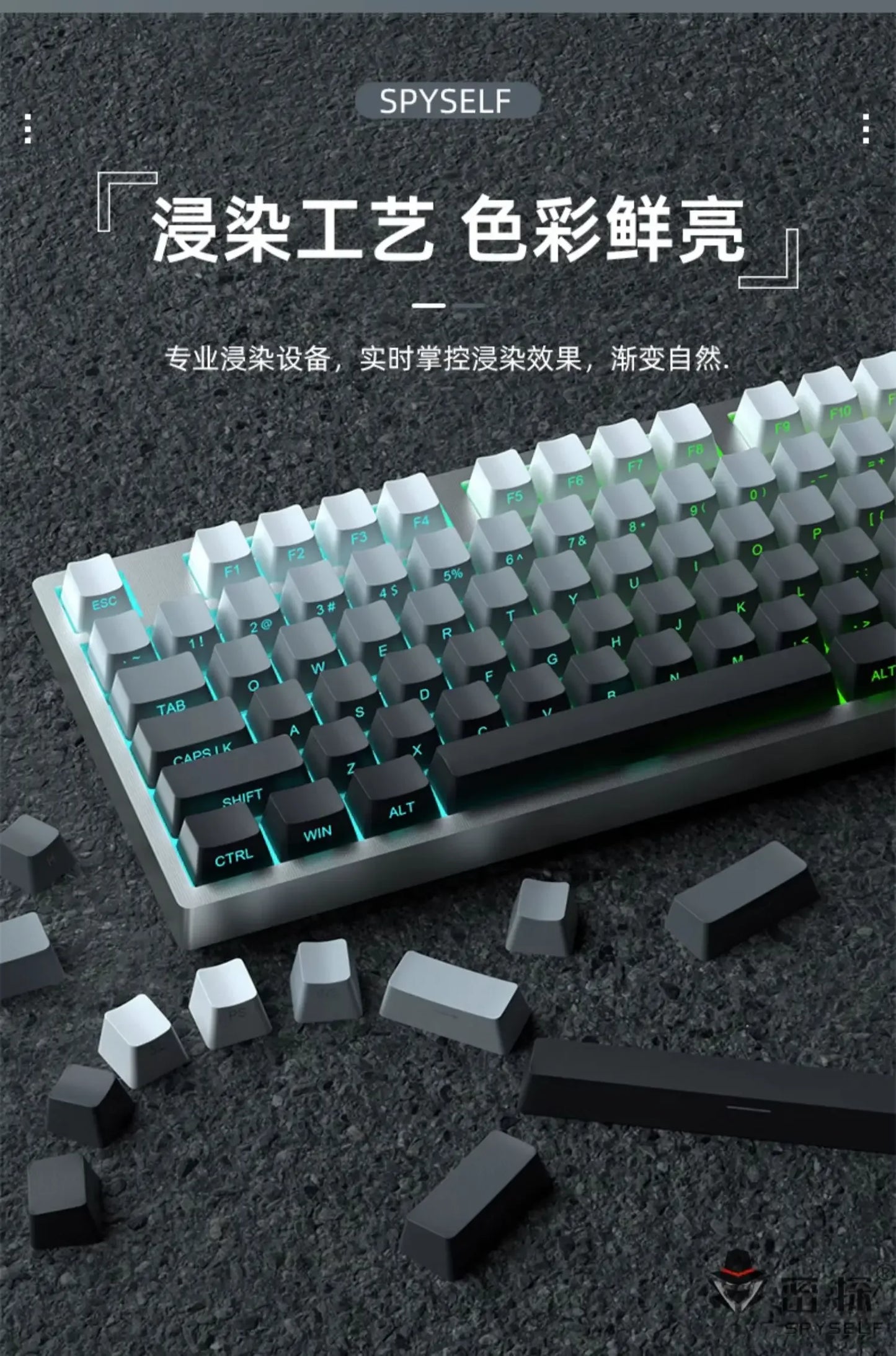 2025 New Original Daylight Cherry Keycaps PBT Translucent Gradient Color Side Engraving Personalized for MX Mechanical Keyboards