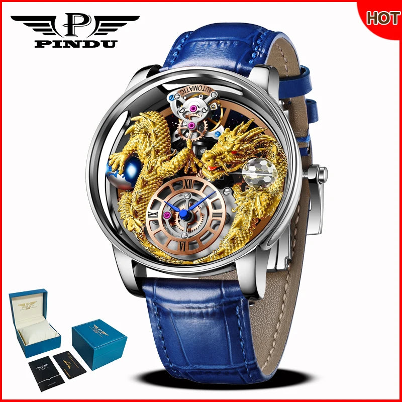 Orologio da uomo PINDU Design 2025 nuovo, Diamond Tourbillon, brand di lusso Astronomia, al quarzo, vetro zaffiro, impermeabile