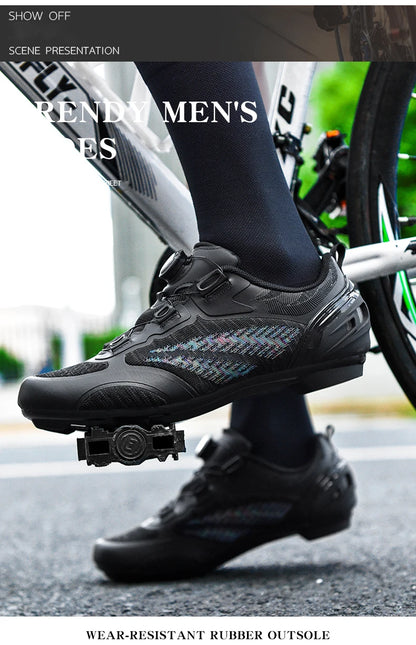 Zapatillas de ciclismo MTB para hombre y mujer T03 moradas, transpirables, de velocidad, con autocierre, para ciclismo de carretera, deporte al aire libre, competición y entrenamiento