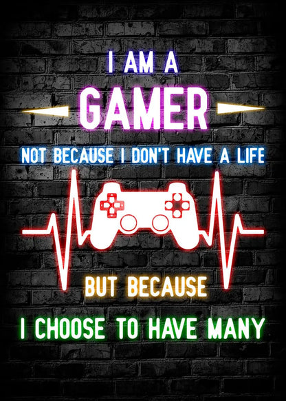 Nordic Cat and Gaming Controller Quotes Poster Modern Canvas Painting for Wall Art Mural Gamer Boys Girls Room Decor (not Neon)