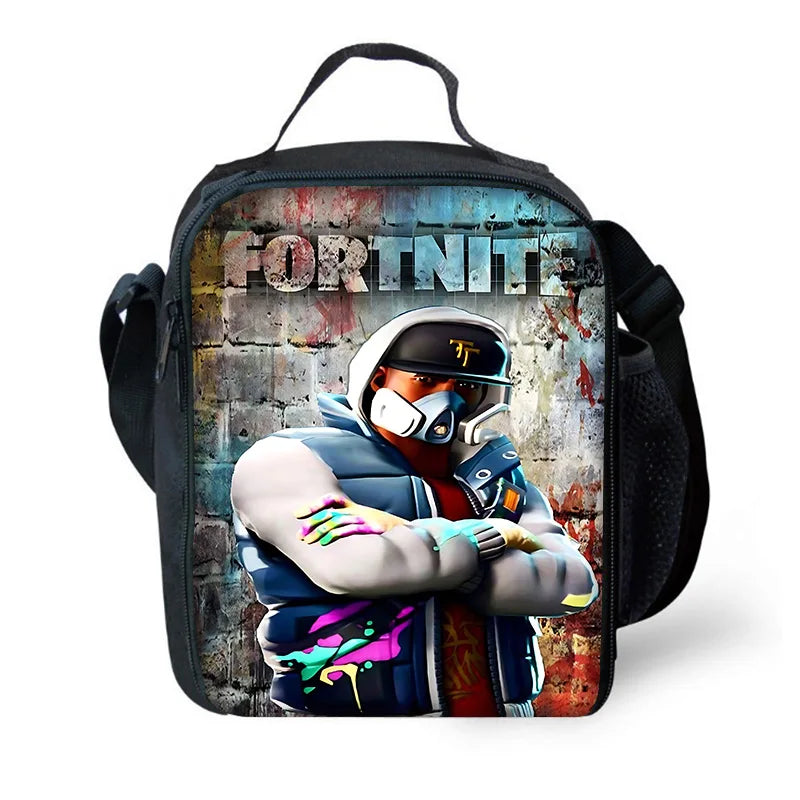 Zaini per bambini con design Hot Game, borsa pranzo e astuccio, borse scuola per alunni ad alta capacità, per bambino e bambina, regalo ideale F-FortniteS