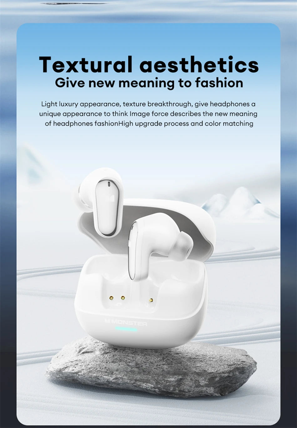 Auricolari wireless Bluetooth 5.4 Monster MQT52 a lunga autonomia, cuffie gaming dual mode con audio stereo HiFi e microfono