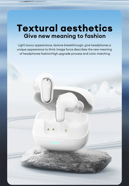 Auricolari wireless Bluetooth 5.4 Monster MQT52 a lunga autonomia, cuffie gaming dual mode con audio stereo HiFi e microfono