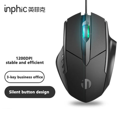 Mouse cablato Inphic W1 Esports Gaming, mouse silenzioso da ufficio, disponibile con tre o sei tasti