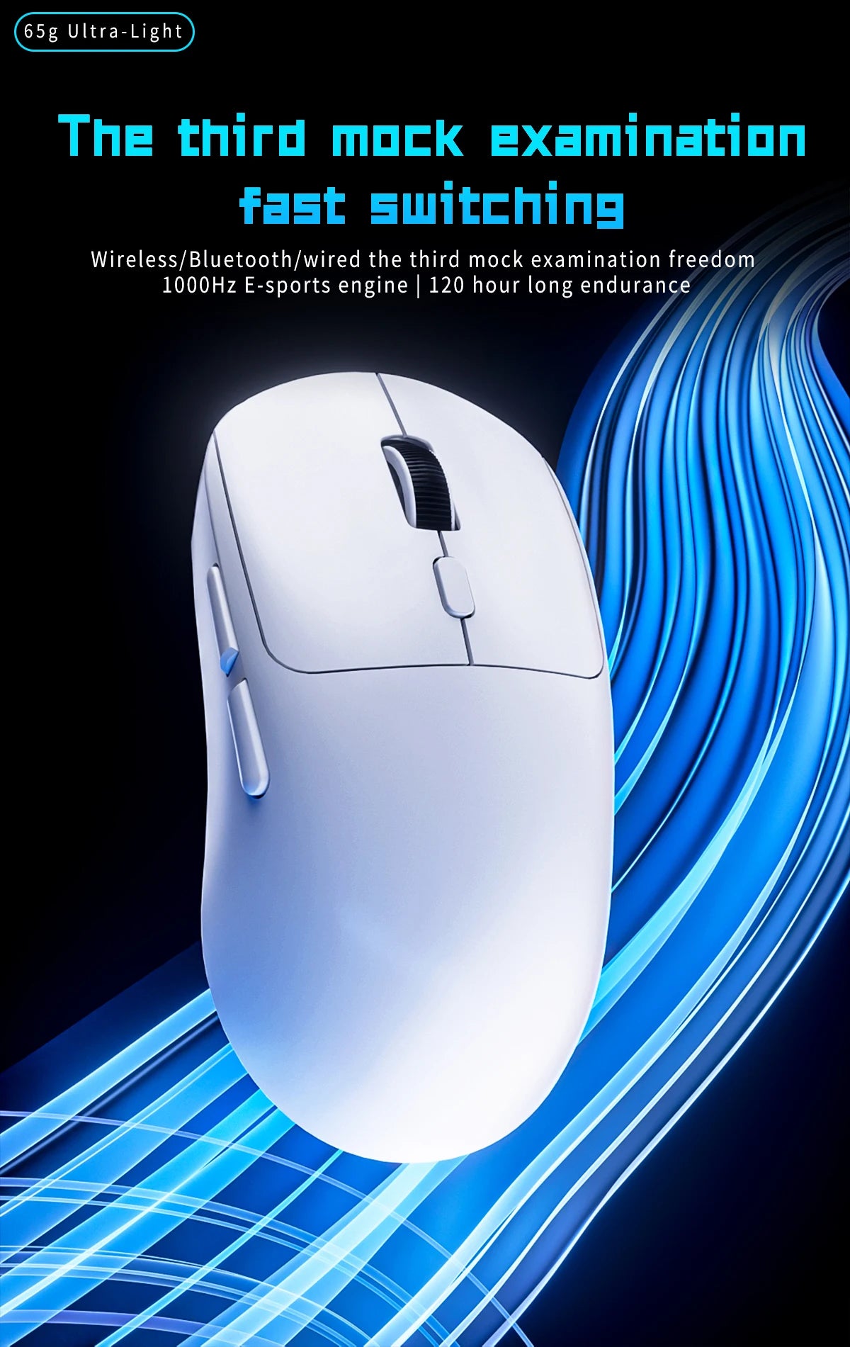 Mouse da gaming Bluetooth ricaricabile PAW3395, leggero, ergonomico e wireless per eSport