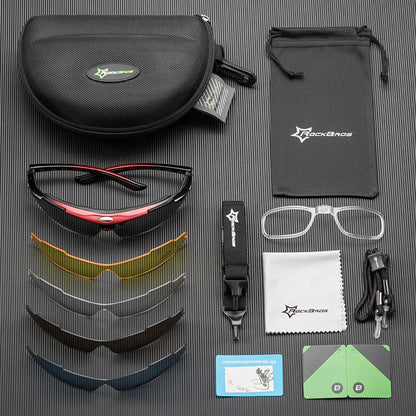 ROCKBROS Polarisierte Fahrradbrille Sonnenbrille Herren Damen MTB-Rad Rennrad-Brille Fahrradfahren Outdoor-Sport Wandern Schutzbrille 5 Gläser
