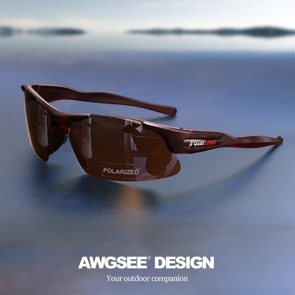 Gafas deportivas polarizadas semirremadas para hombre: montura mate resistente y lentes con revestimiento HD para golf, pesca, viajes y uso diario