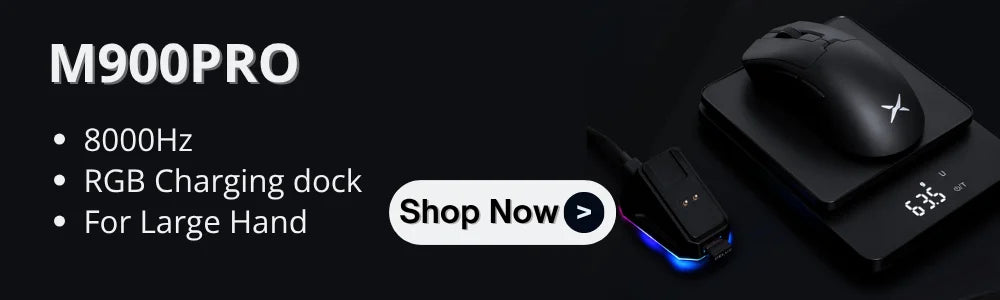 Delux M900PRO Versione ultraleggera Mouse gaming wireless ergonomico 1K/8K Polling Rate 50g PAW3395 per gamer PC destrorsi con mano grande