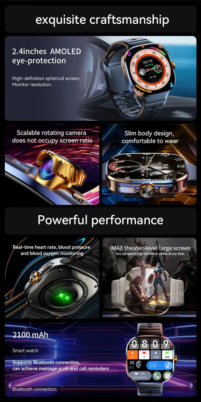 Original M99 Smartwatch 2.4 inch Amoled Screen insert 4G/5G Sim Card GPS WIFI 190° Rotating Camera Game Android 10.0 Smart Watch