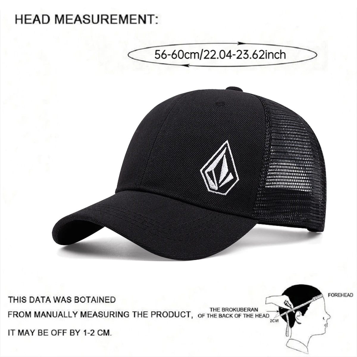 2025 Personalized Minimalist New Mesh Hat Diamond Embroidered Street Hip Hop Hat Skateboarding Hat Outdoor Sunshade Baseball Hat
