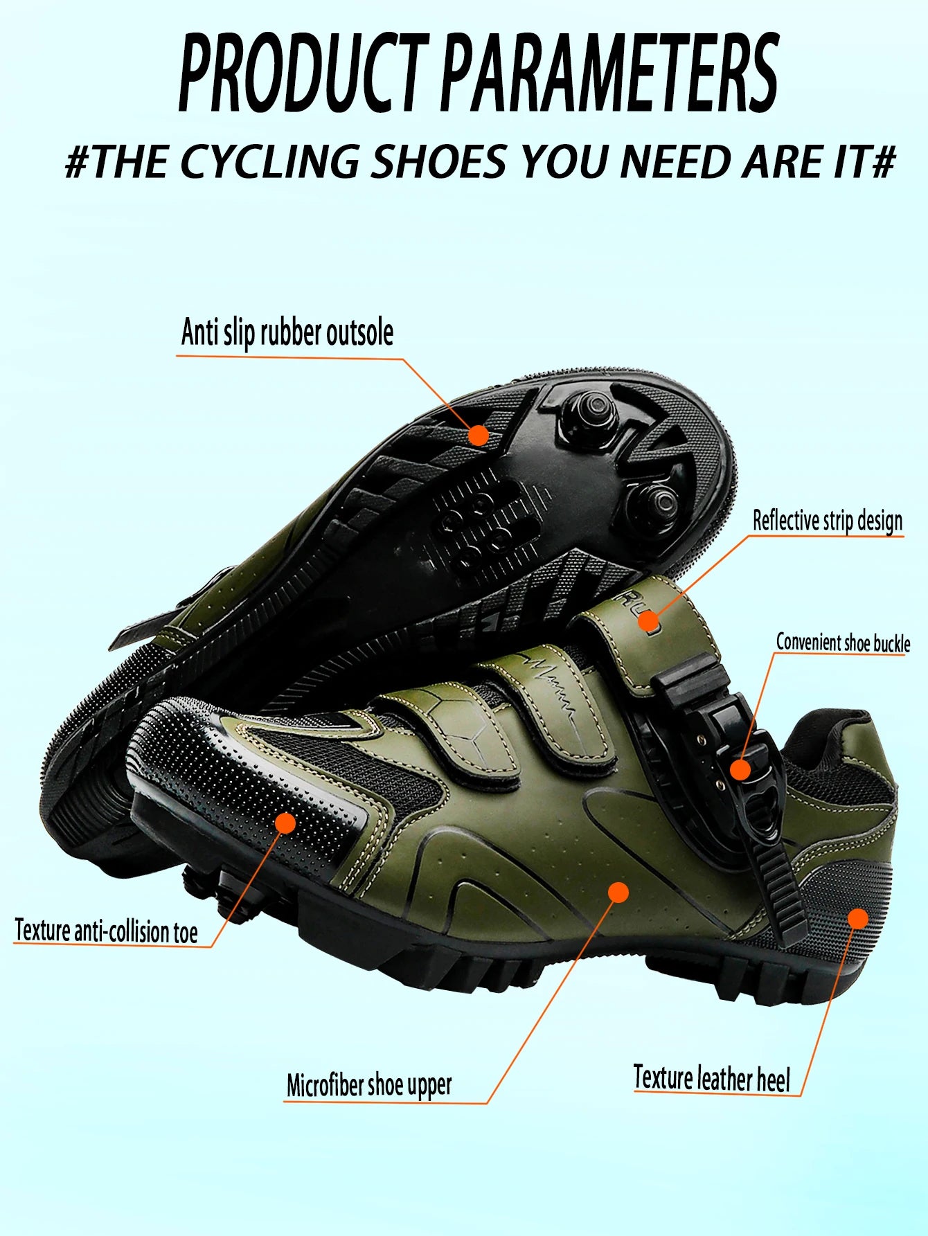 Neutral MTB Cycling Shoes, Compatible With Pelaton Road Cycling Shoes, Men's Cycling Sports Shoes, Reflective Strip Design