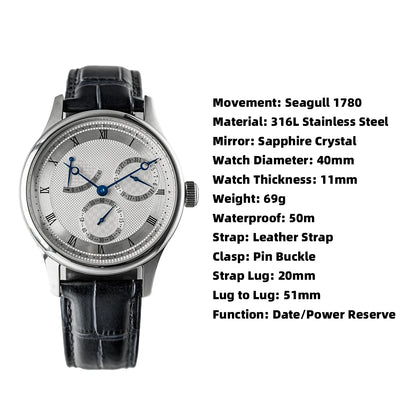 Reloj de hombre Pilot 40mm 1963, reloj de pulsera mecánico automático con movimiento Tianjin ST1780, diseño militar, nuevo 2024