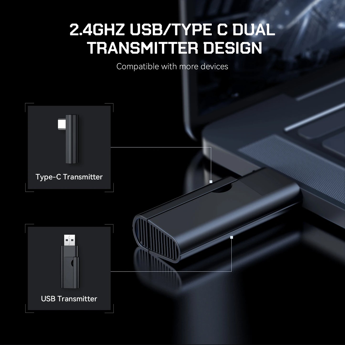 Auriculares gaming inalámbricos trimodo EKSA G19BT – Bluetooth 5.4, auriculares gaming 2.4GHz de baja latencia con micrófono para PC, PS5, Xbox