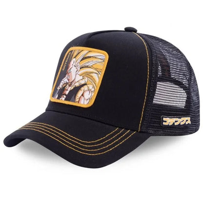 Dragon Ball Buu Goku-kasket – sommerrejse-kasket med skygge til mænd, broderet, hiphop-stil, solskærm, justerbar trucker-meshkasket