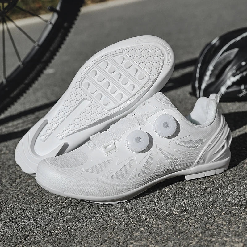 Zapatillas de ciclismo de montaña para hombre sin cierre, sin calas, para bicicleta de carretera RB Speed; zapatillas de ciclismo sin calas, tipo sneaker, para pedales planos MTB, mujer