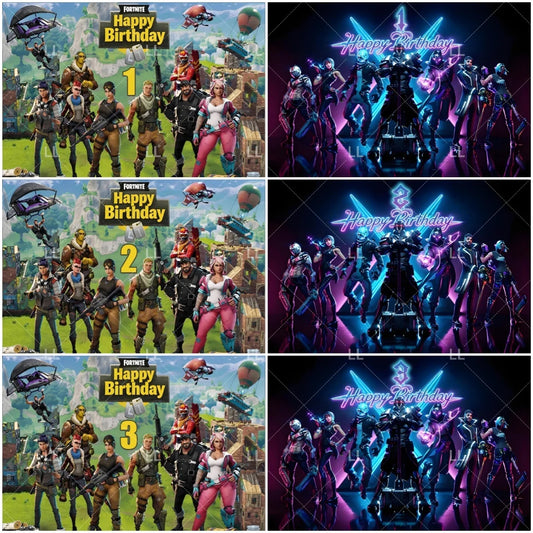 5 8 10 15th Fortnite Birthday Party Supplies Hot Game Backdrop Decor Baby Shower Photography Background Boy Gift Studio Props