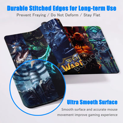 Anime World of Warcraft Deskmat Gaming Mouse Pad Computer Accessories XXL Lock Edge keyboard Mice carpet Gamer Mause Office Mats