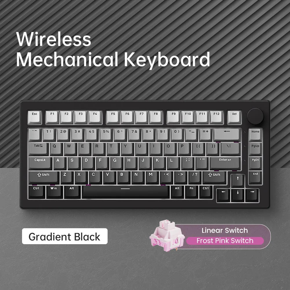 Teclado Akko 5075 V3 75% ANSI-US con rueda de volumen, hot-swappable, RGB, USB Type-C/2.4g y BT5.0, trimodo, teclado mecánico gaming personalizado