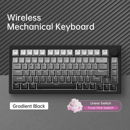 Teclado Akko 5075 V3 75% ANSI-US con rueda de volumen, hot-swappable, RGB, USB Type-C/2.4g y BT5.0, trimodo, teclado mecánico gaming personalizado