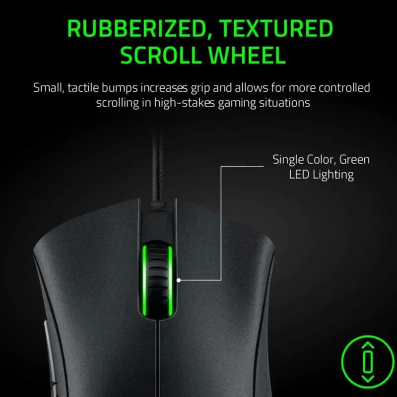 Ratón gaming con cable Razer DeathAdder Essential / Ratón con cable 6400DPI con 5 botones independientes para portátil y PC gamer