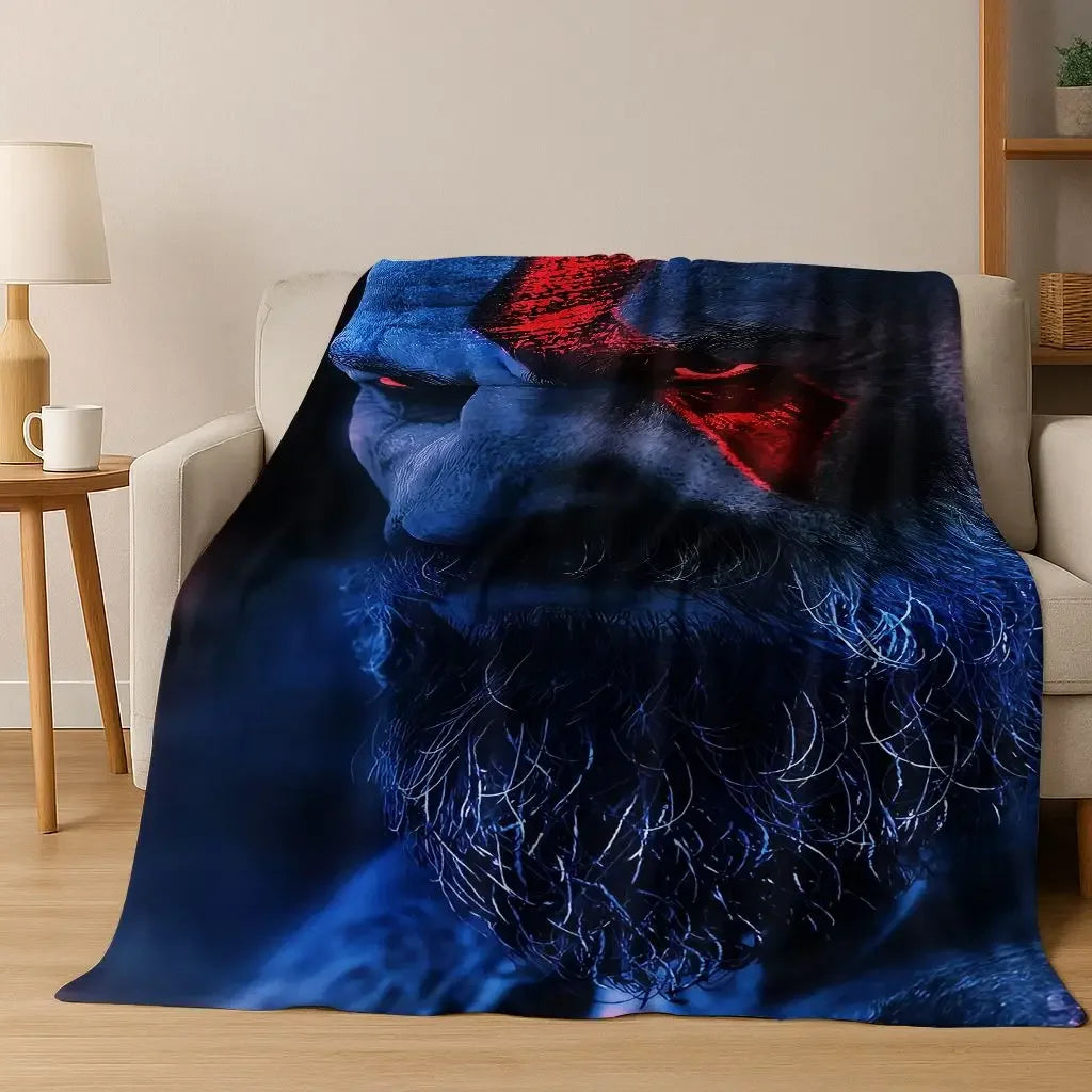 A Classics God of War Kratos Gamer Flannel Throw Blanket Soft Cozy Warm for Home Bedroom Bed Sofa Gift