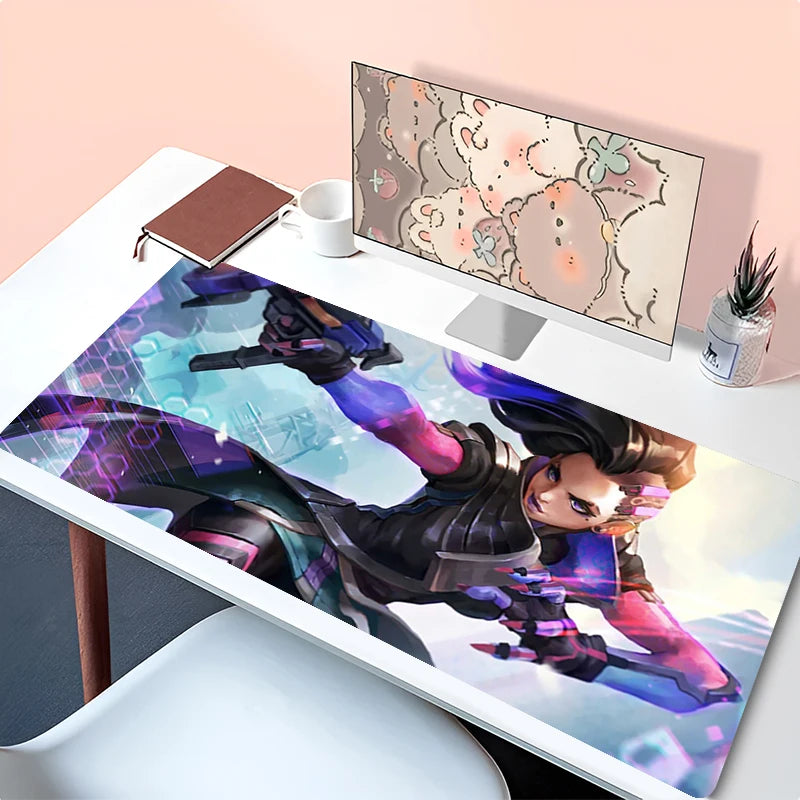 Tappetino per mouse laptop anime, accessorio da ufficio, tappetino per tastiera PC, sottobicchiere in gomma, tappetino mouse morbido grande Overwatch Sombra per scrivania