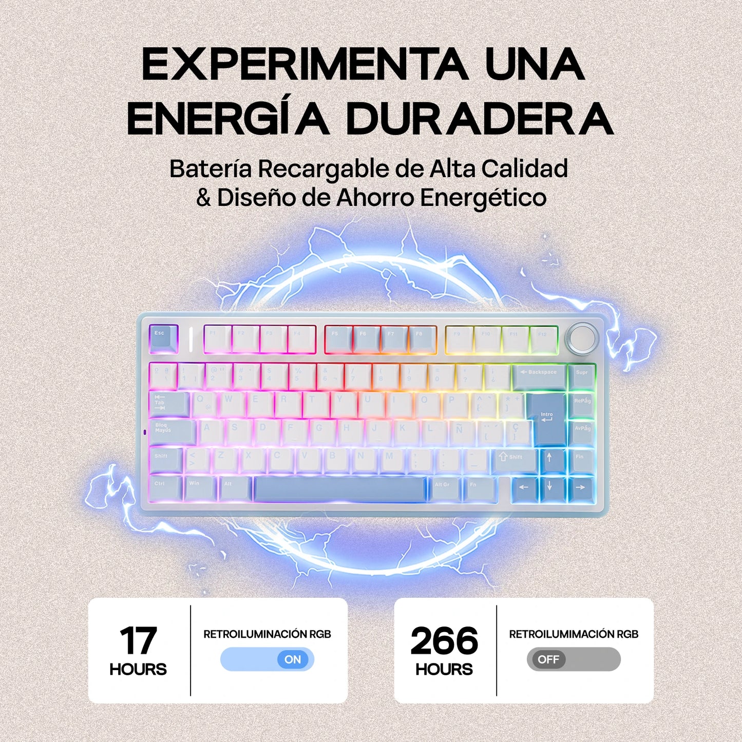 EPOMAKER AULA F75 ISO-ES 75% spagnola QWERTY Hot-Swap, tastiera meccanica da gaming cablata/Bluetooth/wireless 2.4GHz con montaggio gasket e retroilluminazione RGB