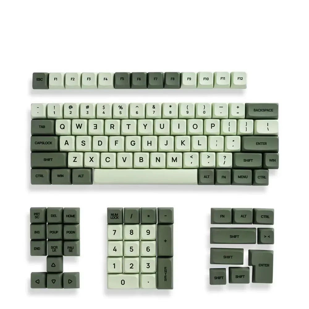 Juego de 125 teclas XDA PBT Matcha Green para teclado mecánico de 61/64/68/75/87/98/104/108 teclas compatible con Cherry/Gateron/Otemu/Kailh