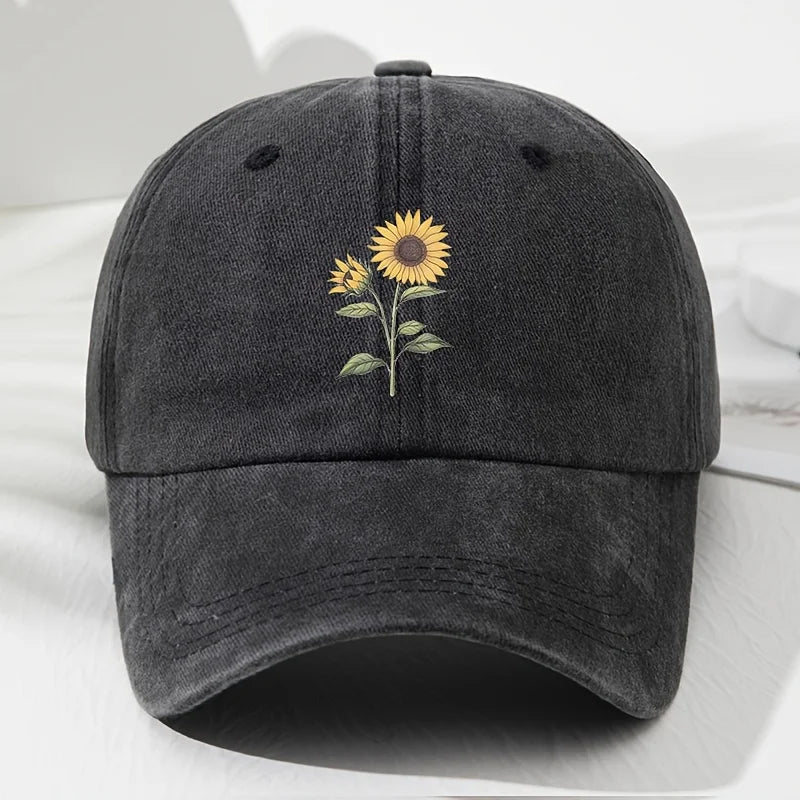 Baseballkasket med retro solsikkemønster (Dad Hat), velegnet til udendørs sport, fiskeri og camping, vandrekasket