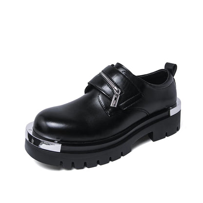 Men's thick soled leather shoes Designer's personalized style Leisure Party Office Outdoor Fashion Street Black white shoes