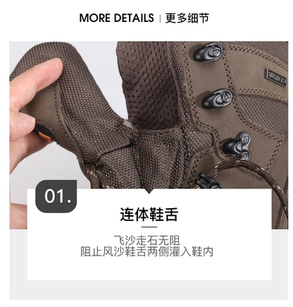 Zapatos de senderismo HUMTTO, botas de caza impermeables para hombre, botas tácticas de combate para desierto hasta el tobillo, botas de trekking para hombre y mujer, zapatillas cálidas de cuero