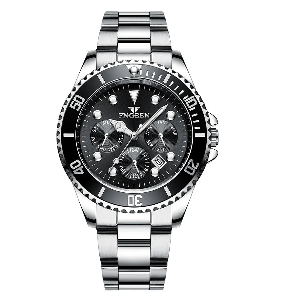 Relógio de quartzo de luxo para homem BINBOND, preciso, com data automática, luminoso, estanque, ideal para desporto, negócios e lazer. Resistente e duradouro.