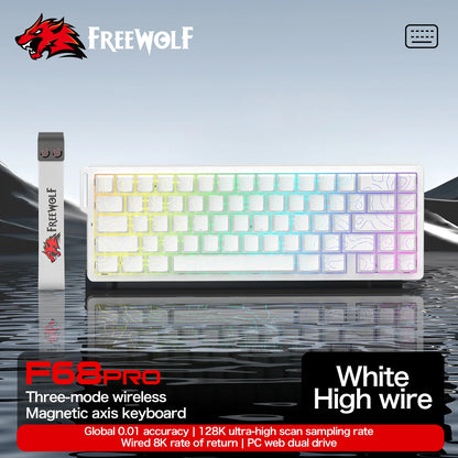 Tastiera a switch magnetici ATTACK SHARK X68HE cablata e FREEWOLF F68 cablata F68Pro wireless per gaming professionale 8K Hz 0.01mm Rapid Trigger