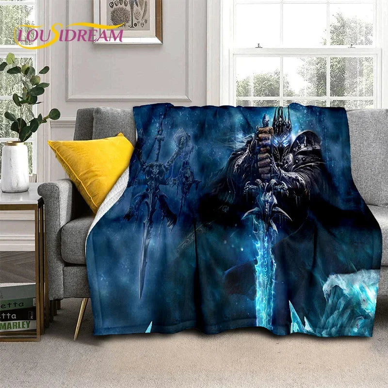 3D World of Warcraft Game WOW Lich King DH Blanket,Soft Throw Blanket for Home Bedroom Bed Sofa Picnic Travel Office Cover Kids