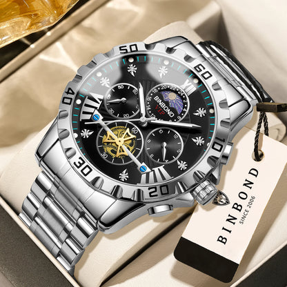 BINBOND quartz watches for men luxury accurate durable watch luminous waterproof chronograph men's watch business watch reloj