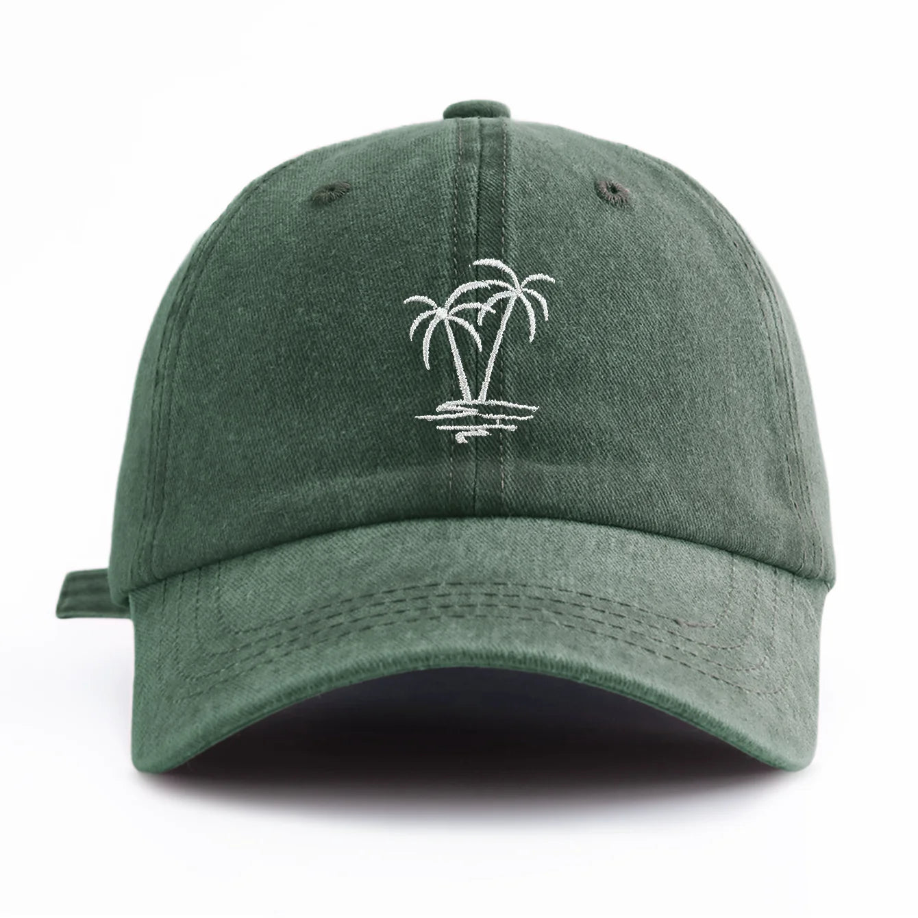 1pc Coconuttree Embroidery Washed Baseball Cap For Adults,Minimalist Retro Style Casual Soft Adjustable Dad Hat, Perfect As Gift