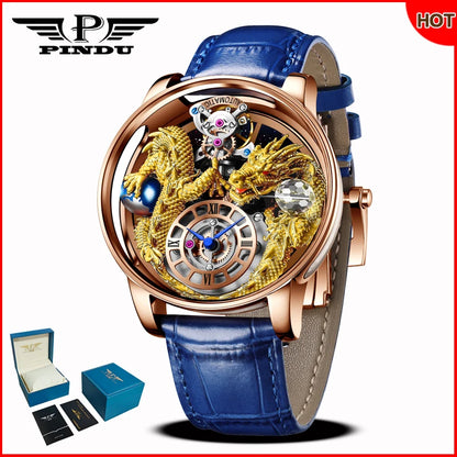 Orologio da uomo PINDU Design 2025 nuovo, Diamond Tourbillon, brand di lusso Astronomia, al quarzo, vetro zaffiro, impermeabile