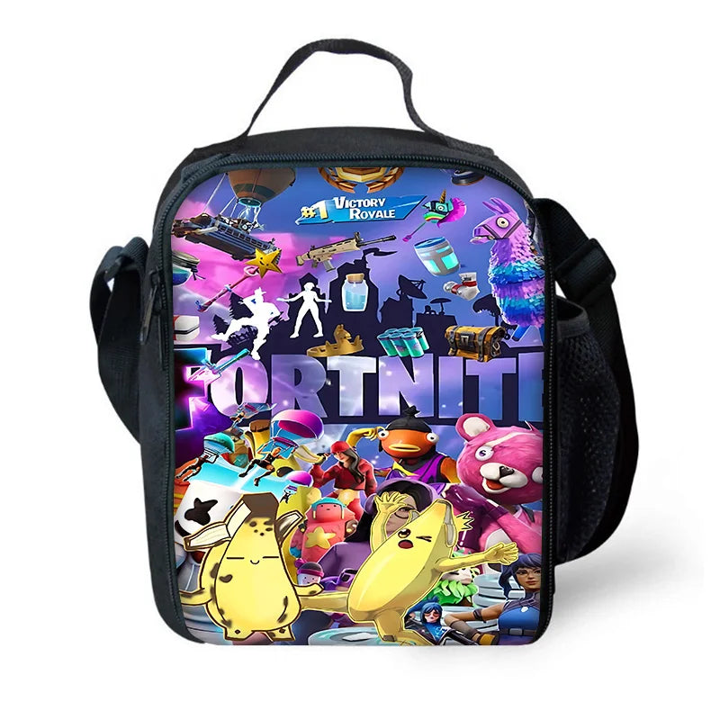 Borsa termica per bambini di grande capacità per ragazzi e ragazze, stile gioco F-FortniteS, per studenti, picnic all’aperto, lunch box termico refrigerante riutilizzabile