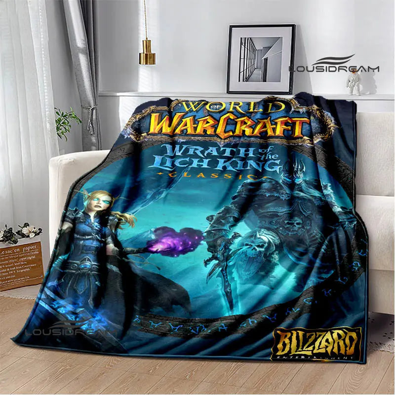 Печатно одеяло Game World of Warcraft, пикник одеяло, топло фланелено одеяло, домашно спално бельо, одеяла за легла, подарък за рожден ден